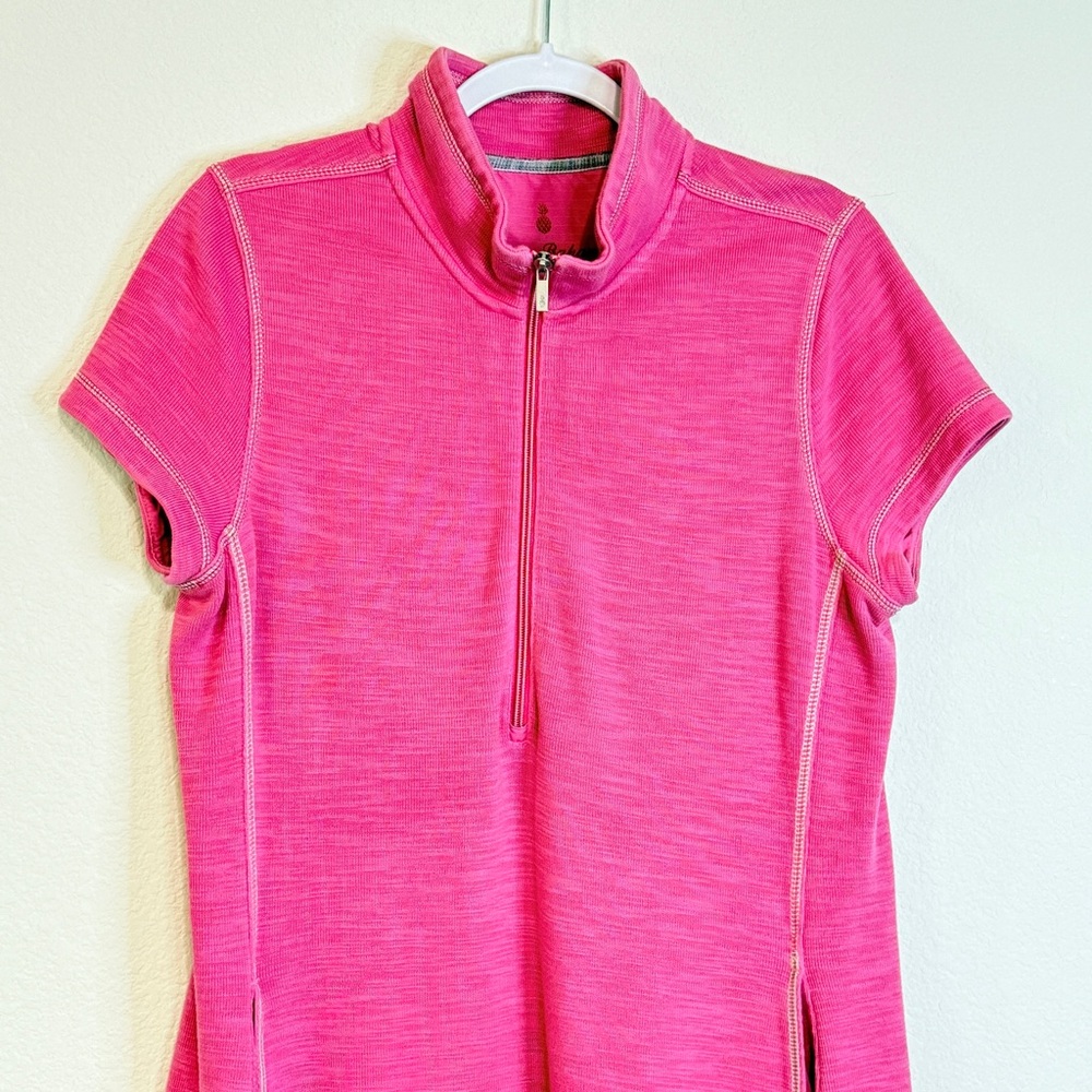 Tommy Bahama Pink Half-Zip Tunic Dress – Luxe Comfort, Island Vibes (XS/S) - Picture 2 of 16